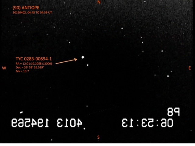 Image of star field for (90) Antiope take by Bill Gimple from Greenville
