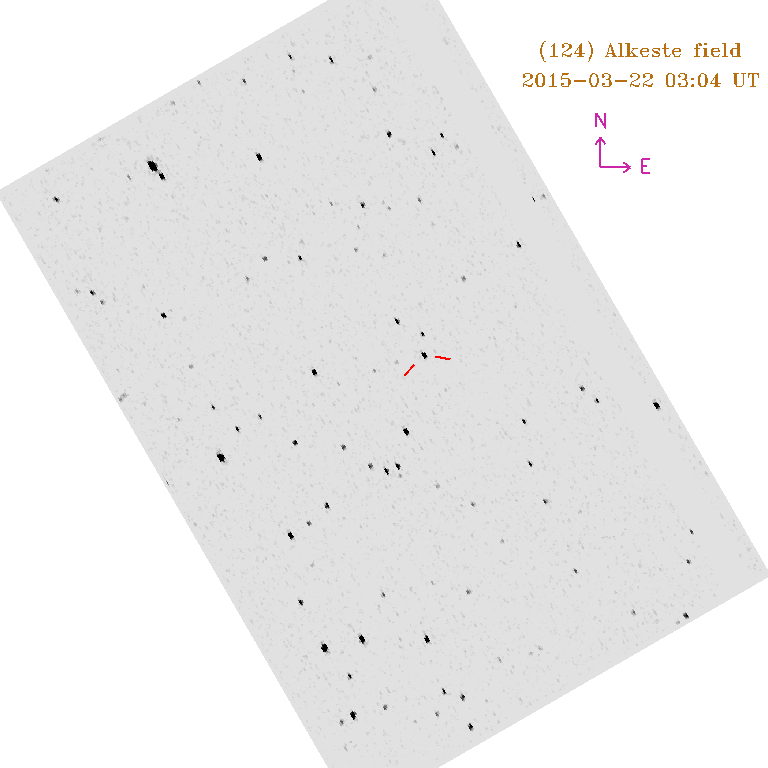 Image of starfield for (124) Alkeste taken by Marc Buie. Image has been reoriented with north up.
